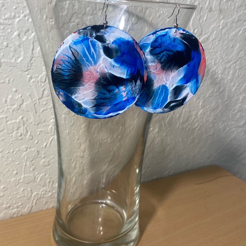 Blue and Black handmade nice circle earring